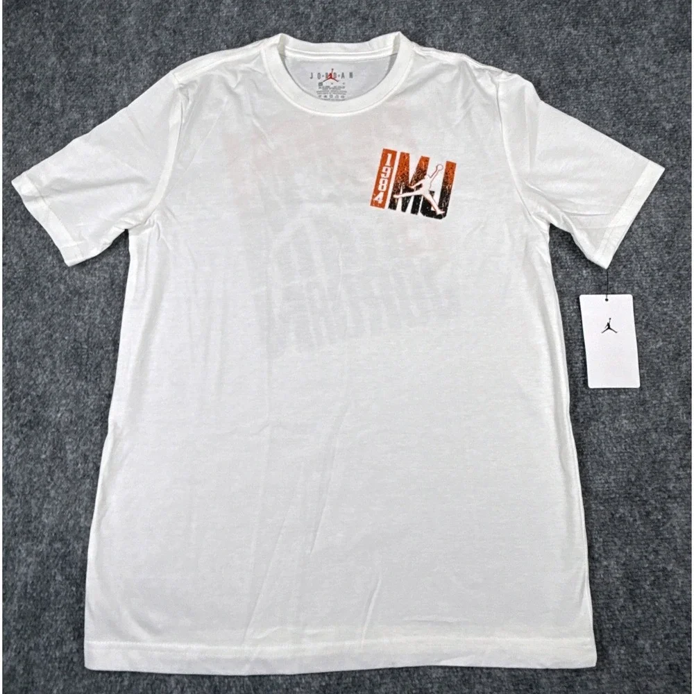 Jordan Boys Size Large 12-13 Years White 1984 Jumpman Graphic T-Shirt NWT